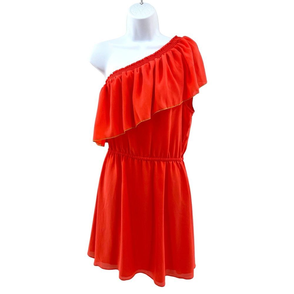 Parker One Shoulder Cayenne Dress Size Medium Orange Coral Beach Cruise Vacation